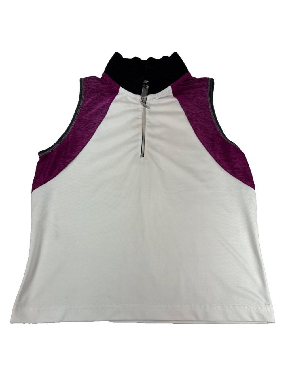 Tail Tech Womens M Sleeveless Quarter Zip Golf Polo Shirt White Purple Medium - Picture 1 of 9